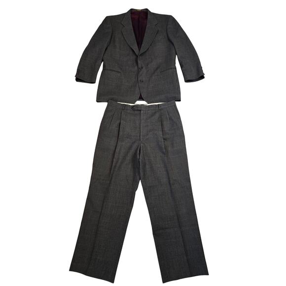 Oscar de la Renta Men’s 100% Wool Suit Gray Jacket & Pants Set Size 48L - Picture 1 of 8